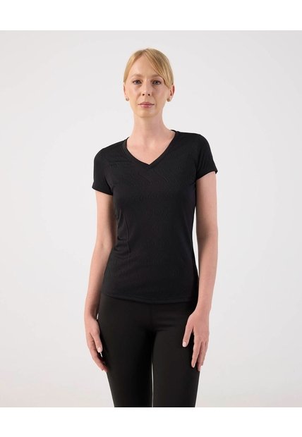 Camiseta Manga Corta Texturizada   Para Mujer Negro Patprimo