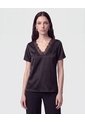 Blusa Unicolor Con Encaje   Para Mujer Negro Patprimo de Patprimo