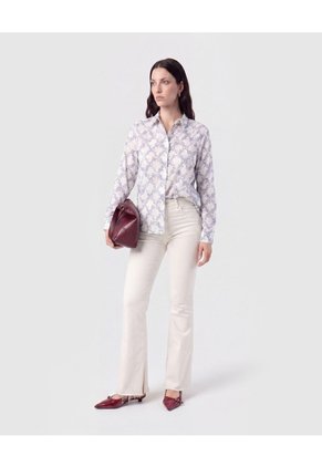 Camisa Clásica Manga Larga Para Mujer Azul Patprimo