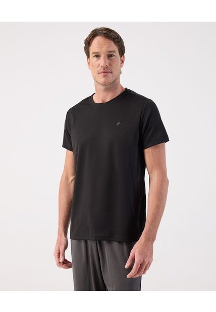 Camiseta Manga Corta Texturizada Con Cuello Redondo   Para Hombre Negro Patprimo