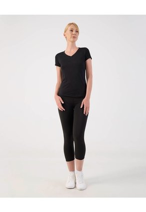 Camiseta Manga Corta Texturizada   Para Mujer Negro Patprimo