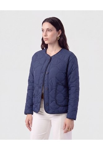 Chaqueta Acolchada Cuello Redondo   Para Mujer Azul Patprimo Patprimo