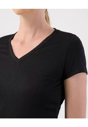 Camiseta Manga Corta Texturizada   Para Mujer Negro Patprimo