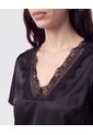 Blusa Unicolor Con Encaje   Para Mujer Negro Patprimo de Patprimo