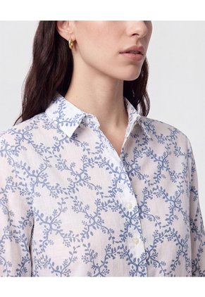 Camisa Clásica Manga Larga Para Mujer Azul Patprimo