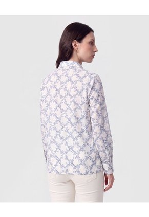 Camisa Clásica Manga Larga Para Mujer Azul Patprimo