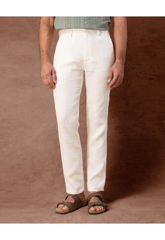Pantalón De Lino Fresco  Con Corte Recto  Para Hombre Blanco Patprimo Patprimo