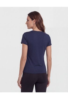 Camiseta Deportiva Cuello En V  Para Mujer Azul Patprimo