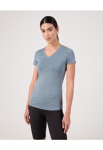 Camiseta Deportiva Jaspeada   Para Mujer Azul Patprimo