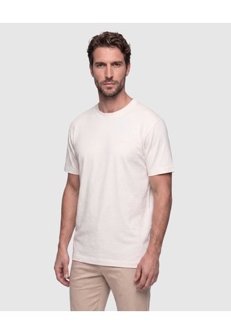Camiseta Cuello Redondo Manga Corta   Para Hombre Crema Patprimo Patprimo
