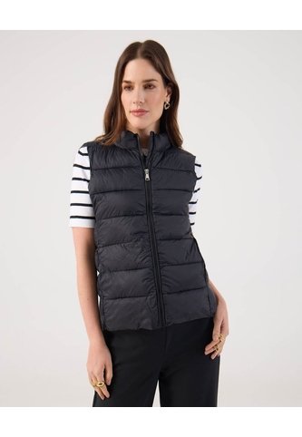 Chaleco Unicolor Acolchado   Para Mujer Negro Patprimo Patprimo