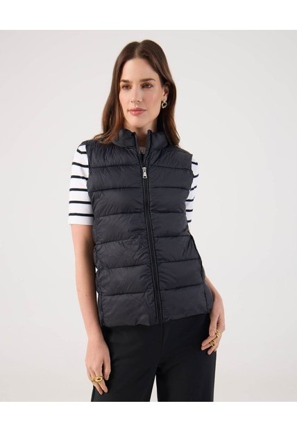 Chaleco Unicolor Acolchado   Para Mujer Negro Patprimo