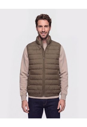 Chaleco Acolchado Cuello Alto Para Hombre Verde Patprimo