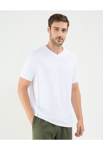 Camiseta Deportiva Cuello En V  Para Hombre Blanco Patprimo Patprimo