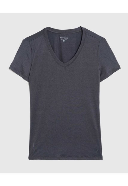 Camiseta  Básica Cuello V Manga Corta  Para Mujer Gris Patprimo