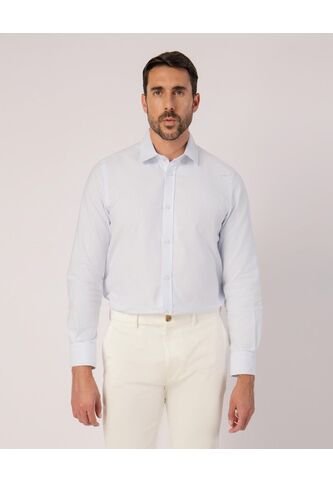 Camisa  Para Hombre Manga Larga Sin Bolsillo Cuello Casual M Color Azul Marca Patprimo #44013180 Patprimo