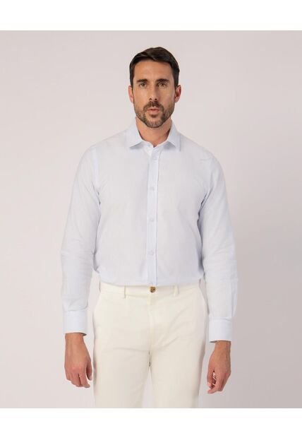 Camisa  Para Hombre Manga Larga Sin Bolsillo Cuello Casual M Color Azul Marca Patprimo #44013180