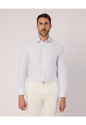 Camisa  Para Hombre Manga Larga Sin Bolsillo Cuello Casual M Color Azul Marca Patprimo #44013180