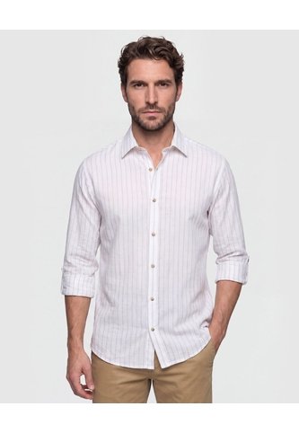 Camisa Casual A Rayas   Para Hombre Blanco Patprimo Patprimo