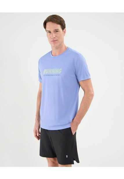 Camiseta Manga Corta Cuello Redondo Con Screen   Para Hombre Azul Patprimo