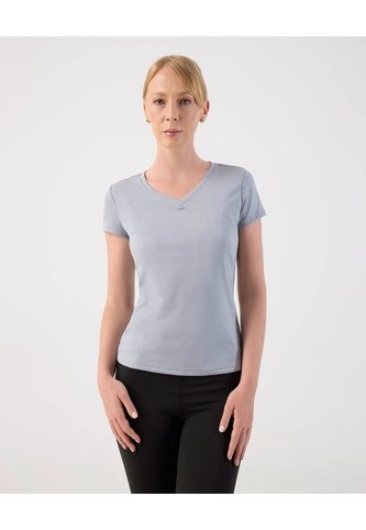 Camiseta Unicolor Texturizada  Para Mujer Gris Patprimo Patprimo