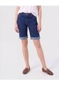 Bermuda Denim Con Dobladillo   Para Mujer Azul Patprimo de Patprimo