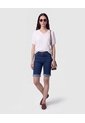 Bermuda Denim Con Dobladillo   Para Mujer Azul Patprimo de Patprimo
