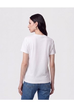 Camiseta Cuello Redondo Con Rib Para Mujer Blanco Patprimo