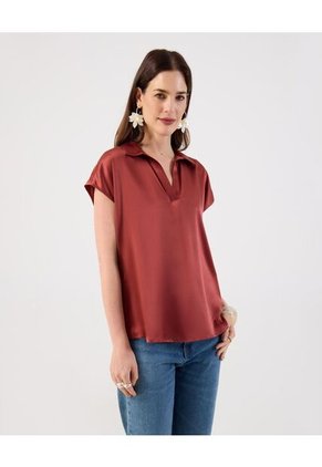 Blusa  Para Mujer Manga Corta Color Naranja Marca Patprimo #30127768