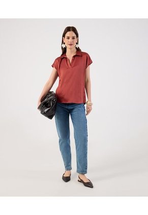 Blusa  Para Mujer Manga Corta Color Naranja Marca Patprimo #30127768