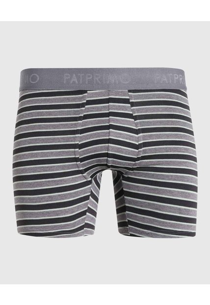 Bóxer Medio A Rayas X1 Para Hombre Gris Patprimo