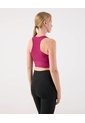 Top Crop Ribbed  Escote Alto Y Espalda Atlética  Para Mujer Rosado Patprimo de Patprimo