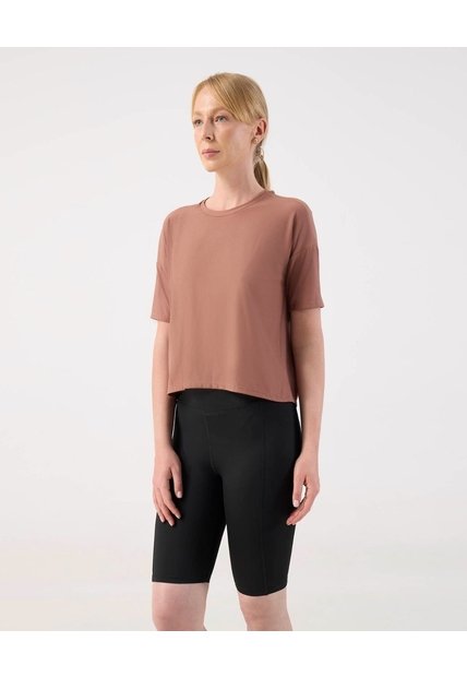 Camiseta Deportiva Boxy  Para Mujer Café Patprimo