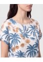 Blusa Manga Doblez Cuello Redondo   Para Mujer Azul Patprimo de Patprimo