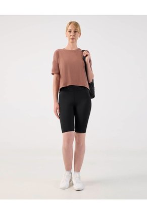 Camiseta Deportiva Boxy Para Mujer Café Patprimo