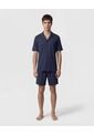 Pijama Unicolor Con Cuello Camisero   Para Hombre Azul Patprimo de Patprimo