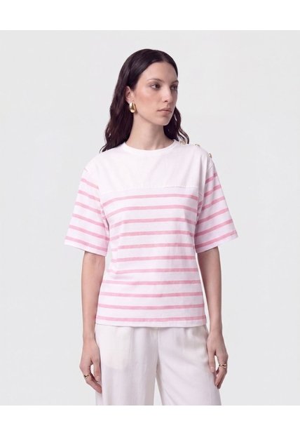 Blusa Con Botones En Hombro   Para Mujer Rosa Patprimo