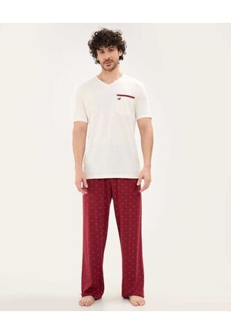Conjunto De Pijama Estampada  Para Hombre Beige Patprimo Patprimo