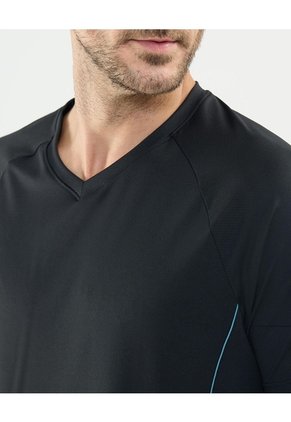 Camiseta Deportiva Cuello En V  Para Hombre Negro Patprimo