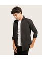Camisa Cuello Italiano  Para Hombre Negro Patprimo de Patprimo