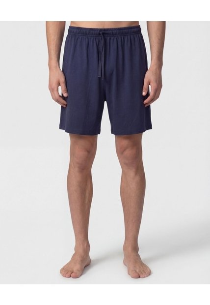 Pijama Unicolor Con Cuello Camisero   Para Hombre Azul Patprimo