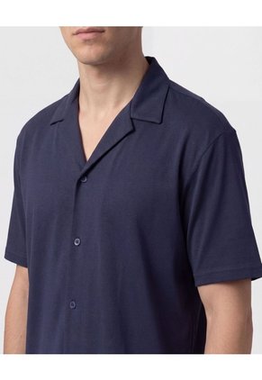 Pijama Unicolor Con Cuello Camisero Para Hombre Azul Patprimo