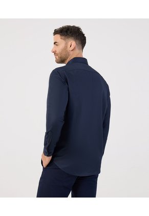 Camisa Formal De Manga Larga Con Bolsillo Para Hombre Azul Patprimo