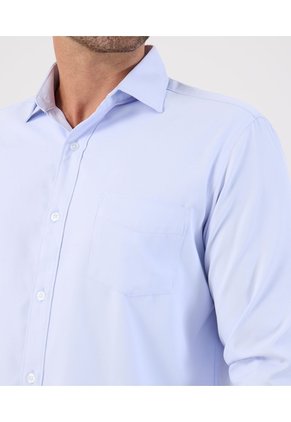 Camisa Formal De Manga Larga Con Bolsillo   Para Hombre Azul Patprimo