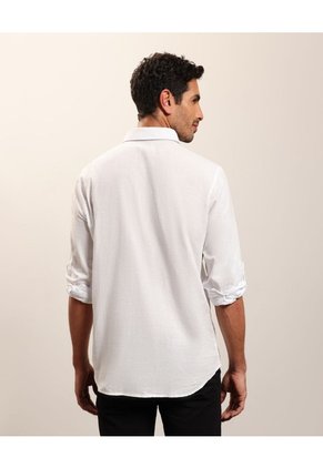 Camisa Manga Larga Con Charretera  Para Hombre Blanco Patprimo