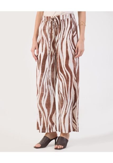 Pantalón Palazzo Estampado  Para Mujer Café Patprimo