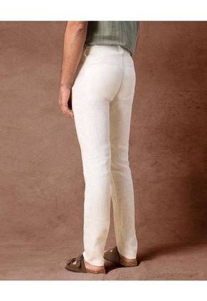 Pantalón De Lino Fresco  Con Corte Recto  Para Hombre Blanco Patprimo