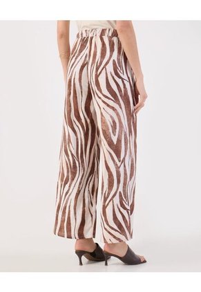 Pantalón Palazzo Estampado  Para Mujer Café Patprimo