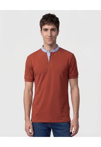 Polo Con Cuello Neru Y Pechera   Para Hombre Naranja Patprimo Patprimo