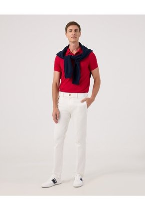 Polo Cuello Tejido Unicolor Para Hombre Rojo Patprimo